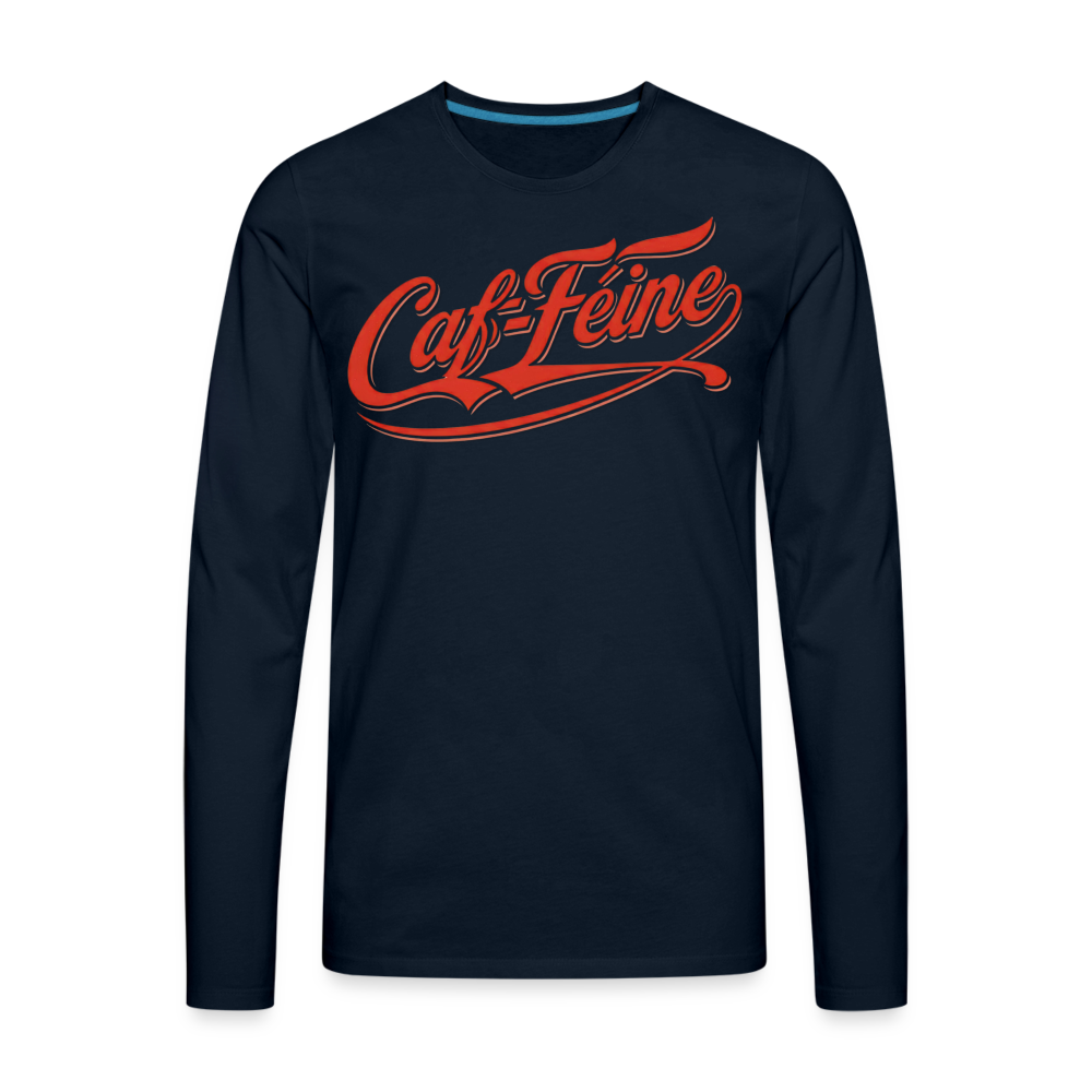 Caf-Feine Premium Long Sleeve Tee - deep navy