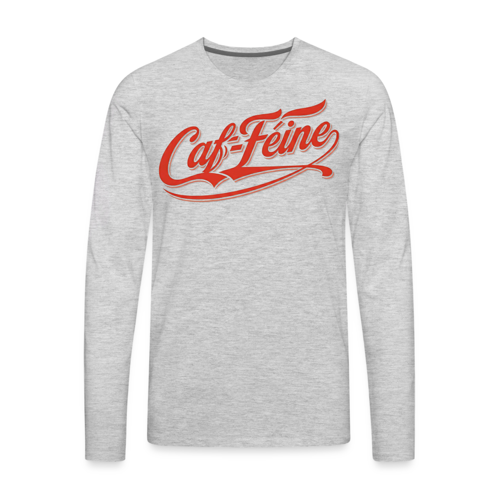 Caf-Feine Premium Long Sleeve Tee - heather gray