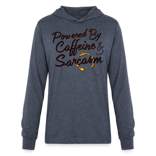 Powered by Caffeine Long Sleeve Hoodie - heather navy