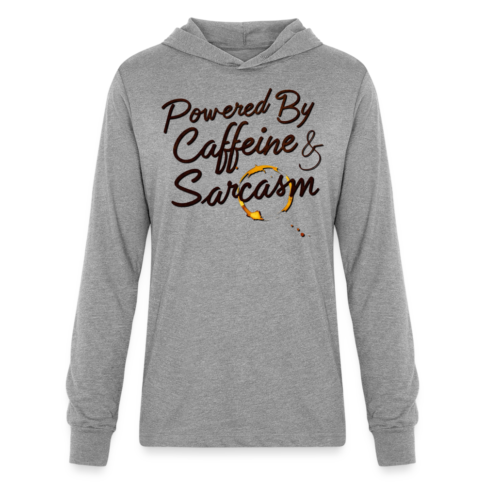Powered by Caffeine Long Sleeve Hoodie - heather grey