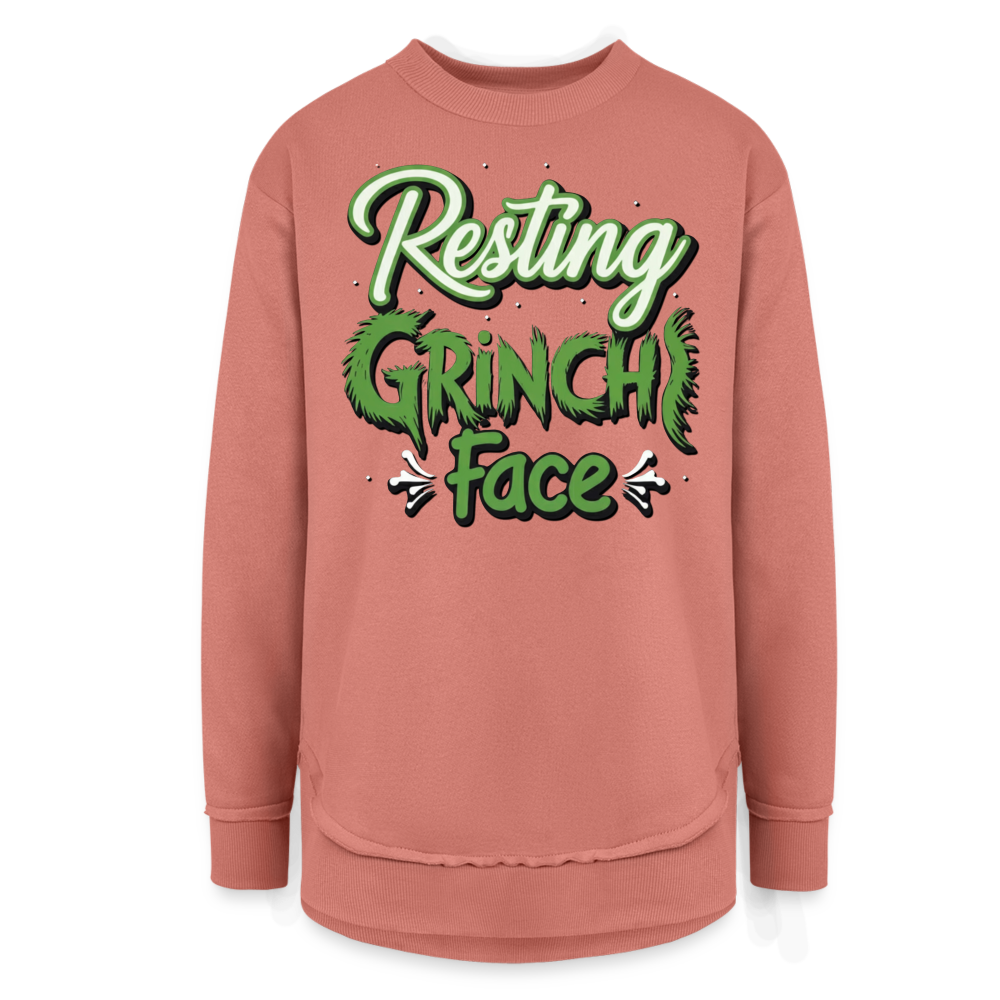 Resting Grinch Women's Tunic Fleece Sweatshirt - mauve
