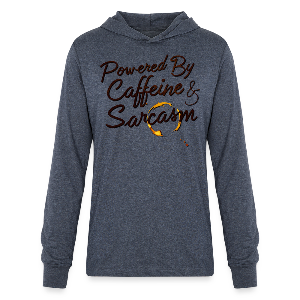 Powered by Caffeine Long Sleeve Hoodie - heather navy