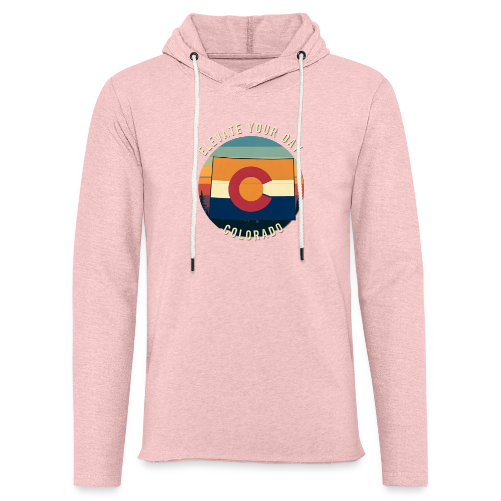 Elevate Your Day Lightweight Terry Hoodie - cream heather pink