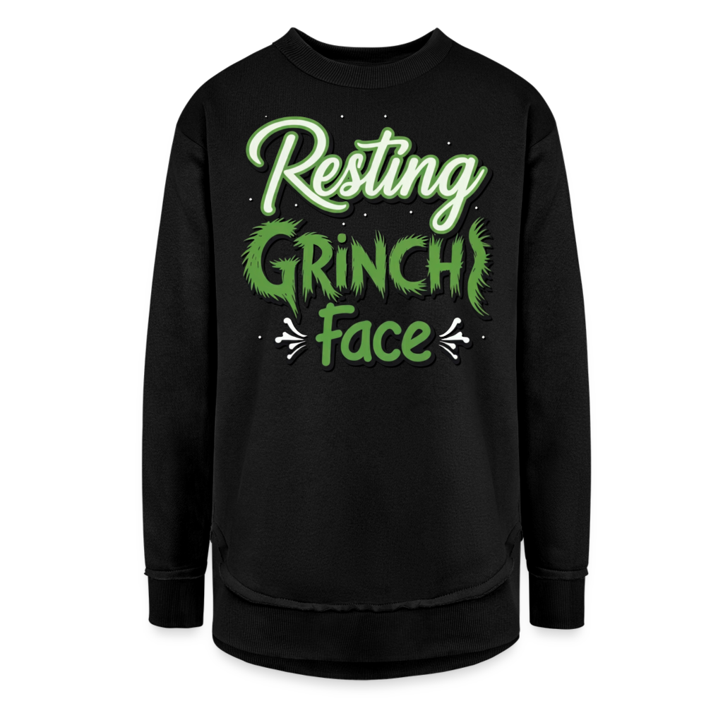 Resting Grinch Women's Tunic Fleece Sweatshirt - black
