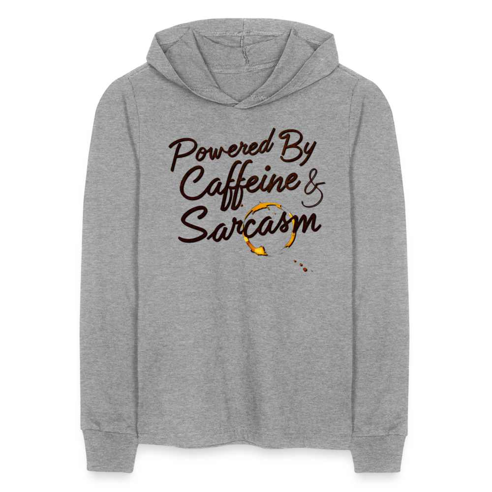 Powered by Caffeine Long Sleeve Hoodie - heather grey