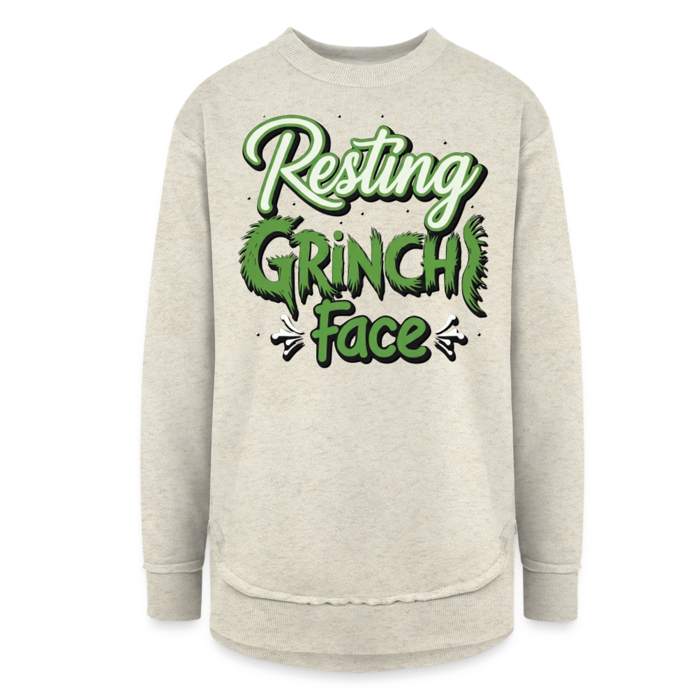 Resting Grinch Women's Tunic Fleece Sweatshirt - heather oatmeal